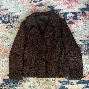 VINTAGE 1970s Curly Haired Lamb Fur Coat